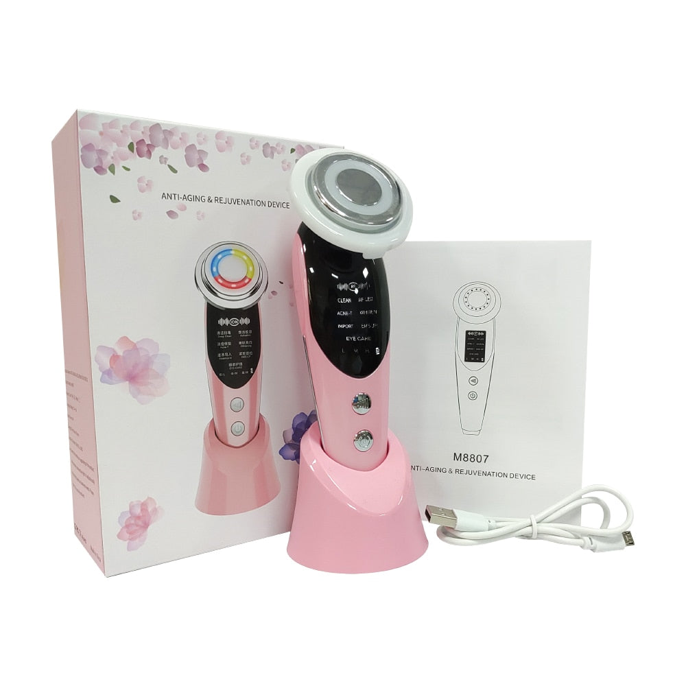 7 in 1 Face Lift Devices EMS RF Microcurrent Skin Rejuvenation Facial Massager Light Therapy Anti Aging Wrinkle Beauty Apparatus - Alyciabeauty