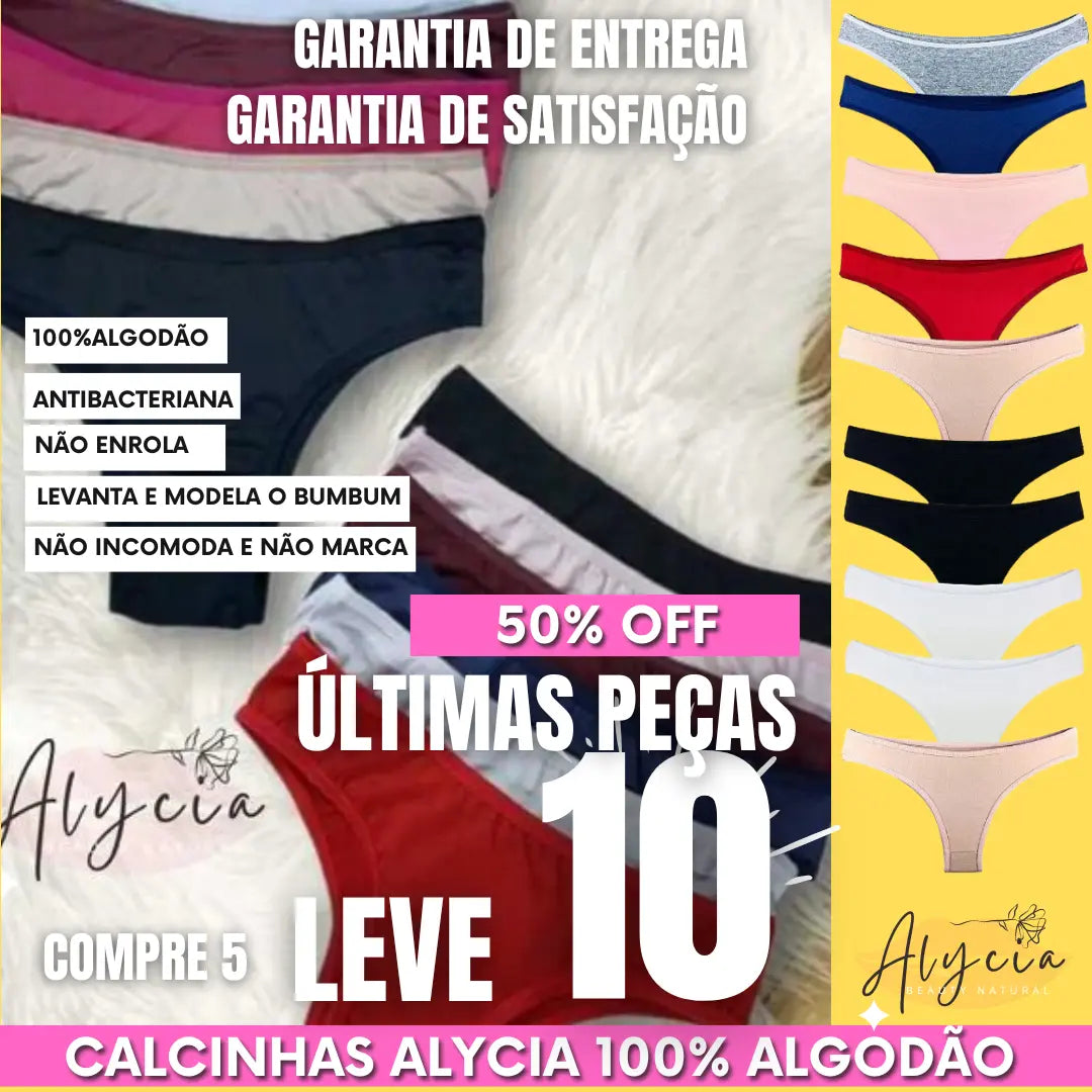 [COMPRE 5 LEVE 10] Calcinha 100% Puro Algodão suave (INDICADA POR GINECOLOGISTAS) + BRINDE