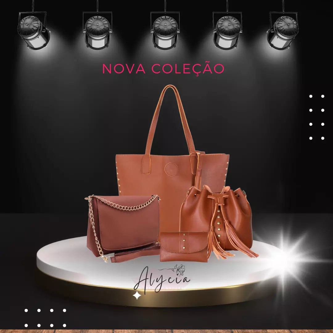 (PROMOÇÃO DE LANÇAMENTO) Kit Bolsa 4 peças ALYCIA - NOVA COLEÇÃO ♥ - Alyciabeauty
