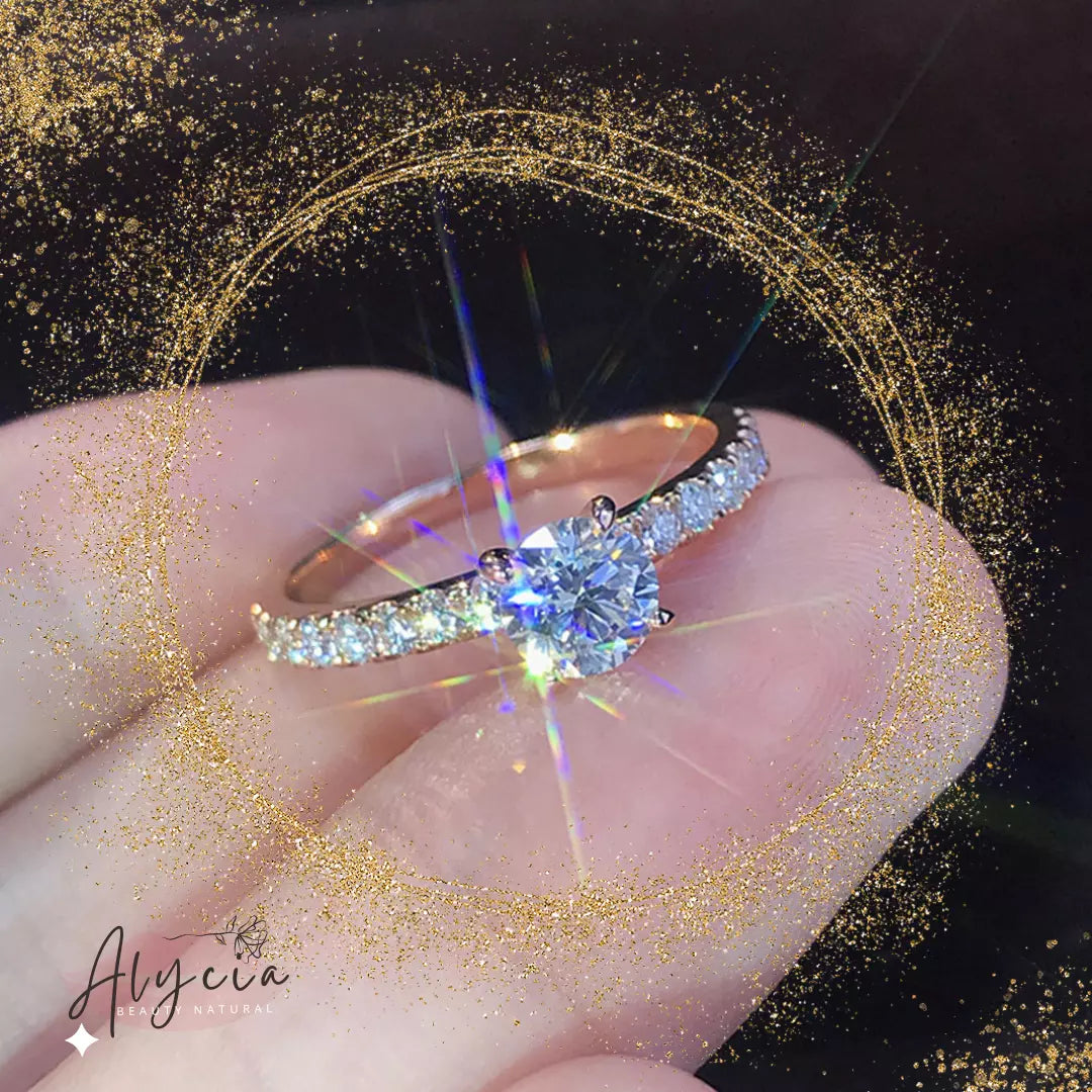 Anel de zircão de cristal ALYCIA - camada dupla - Alyciabeauty