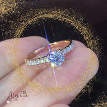 Anel de zircão de cristal ALYCIA - camada dupla - Alyciabeauty