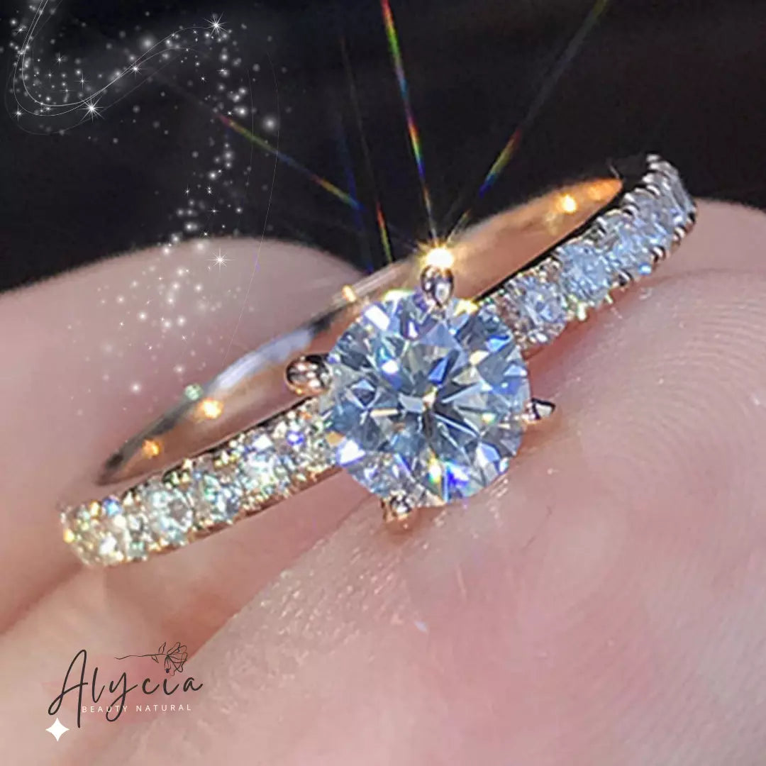 Anel de zircão de cristal ALYCIA - camada dupla - Alyciabeauty