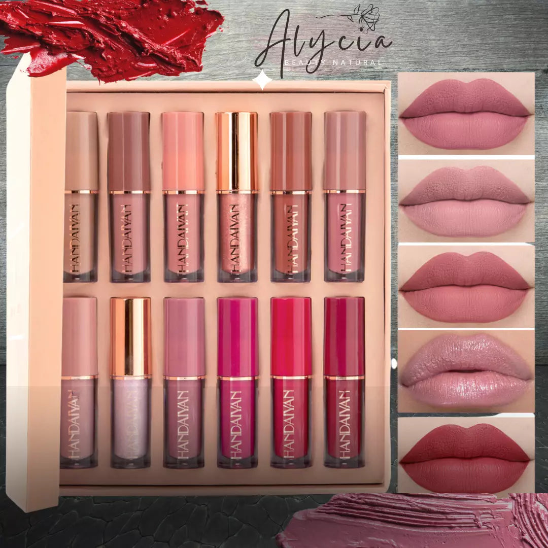 Kit Deslumbre Essencial de 12 Tons de Batons ALYCIA handaiyan - Alyciabeauty