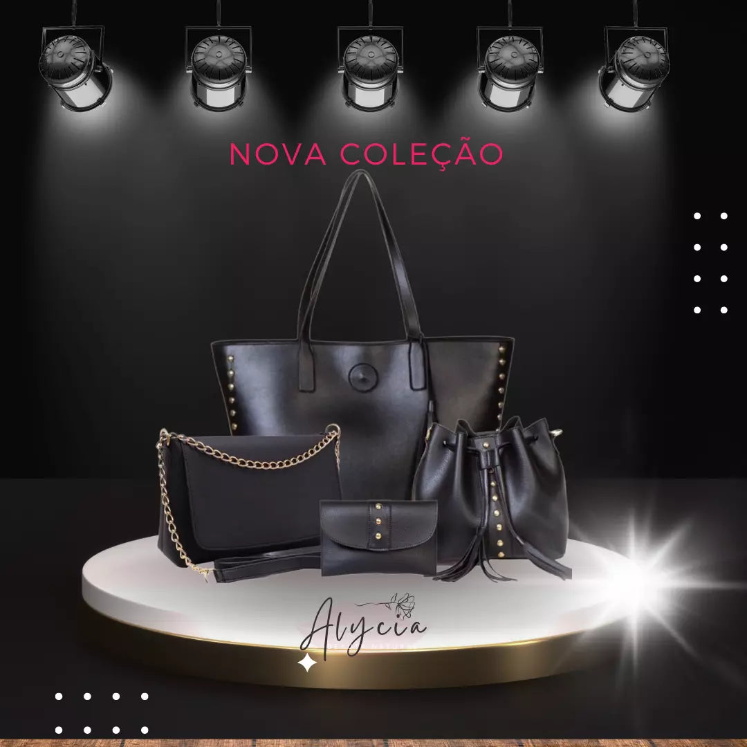 (PROMOÇÃO DE LANÇAMENTO) Kit Bolsa 4 peças ALYCIA - NOVA COLEÇÃO ♥ - Alyciabeauty
